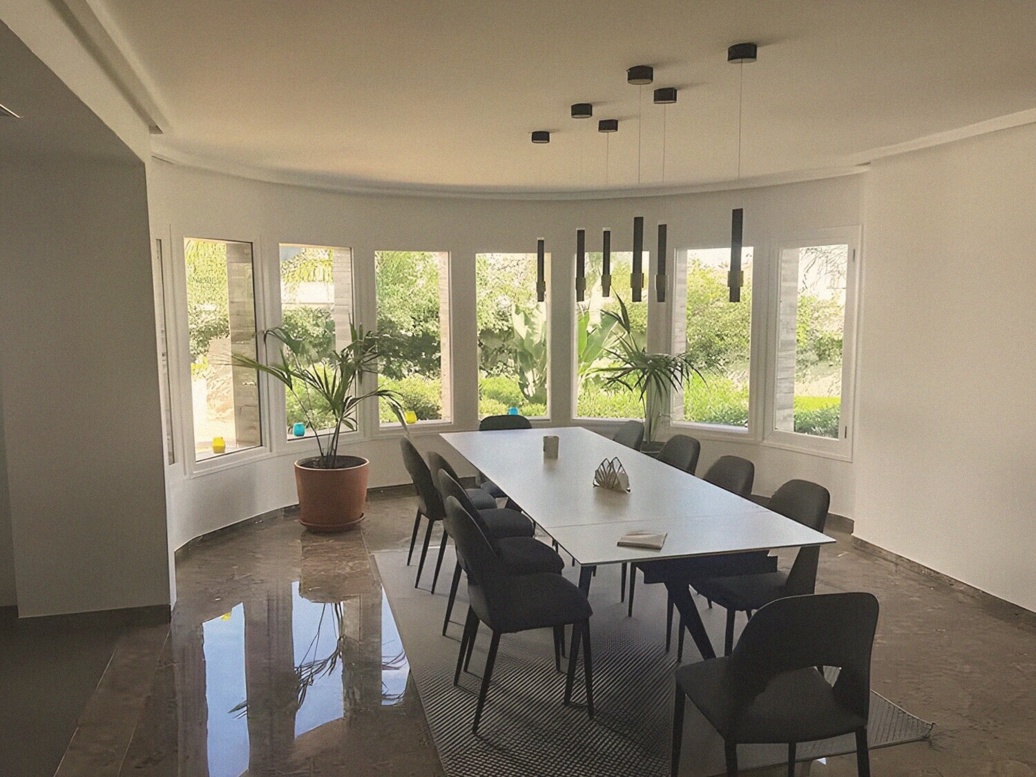 The dining room by the bay window