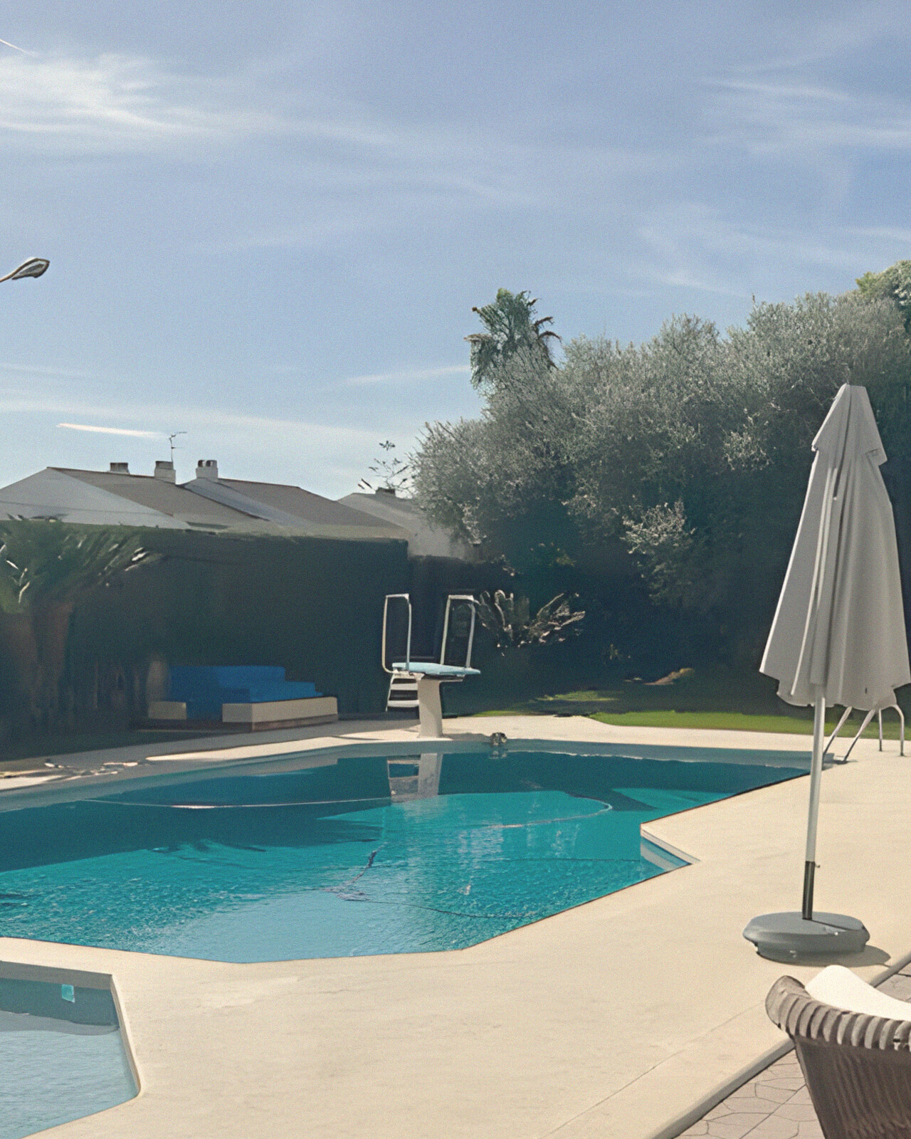The private pool and terrace in the villa garden
